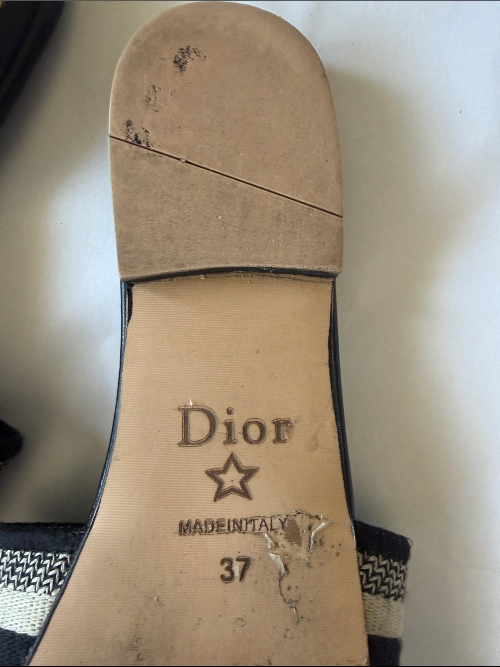 Christian Dior Black and Cream Logo Espadrille Slide Size 37 Made in Italy Sold - Picture 9 of 13